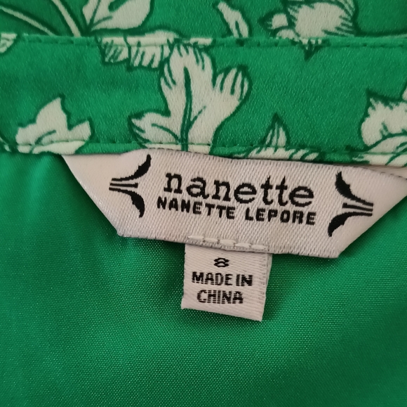 US8🍀Nanette Lepore Green Floral Belted Midi Dress - Picture 10 of 11